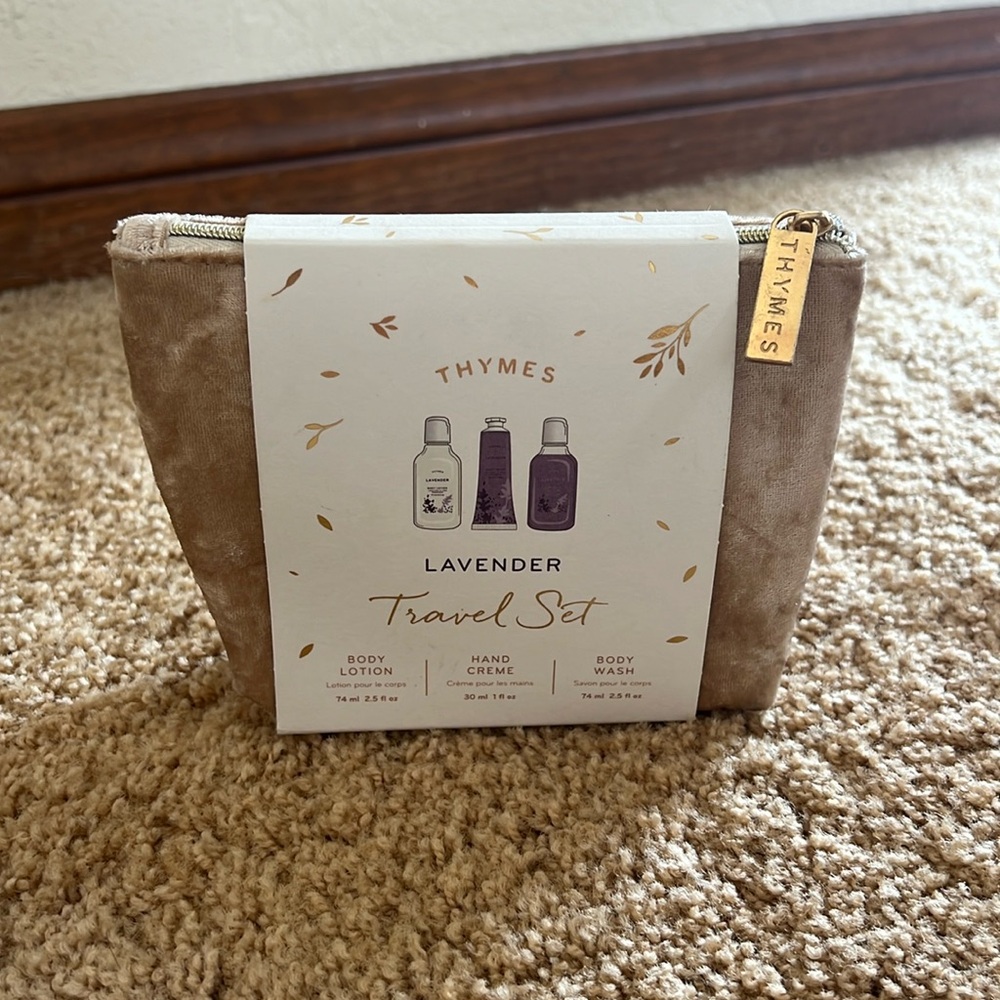 Nordstrom Thymes Lavender Travel Set in Taupe and White